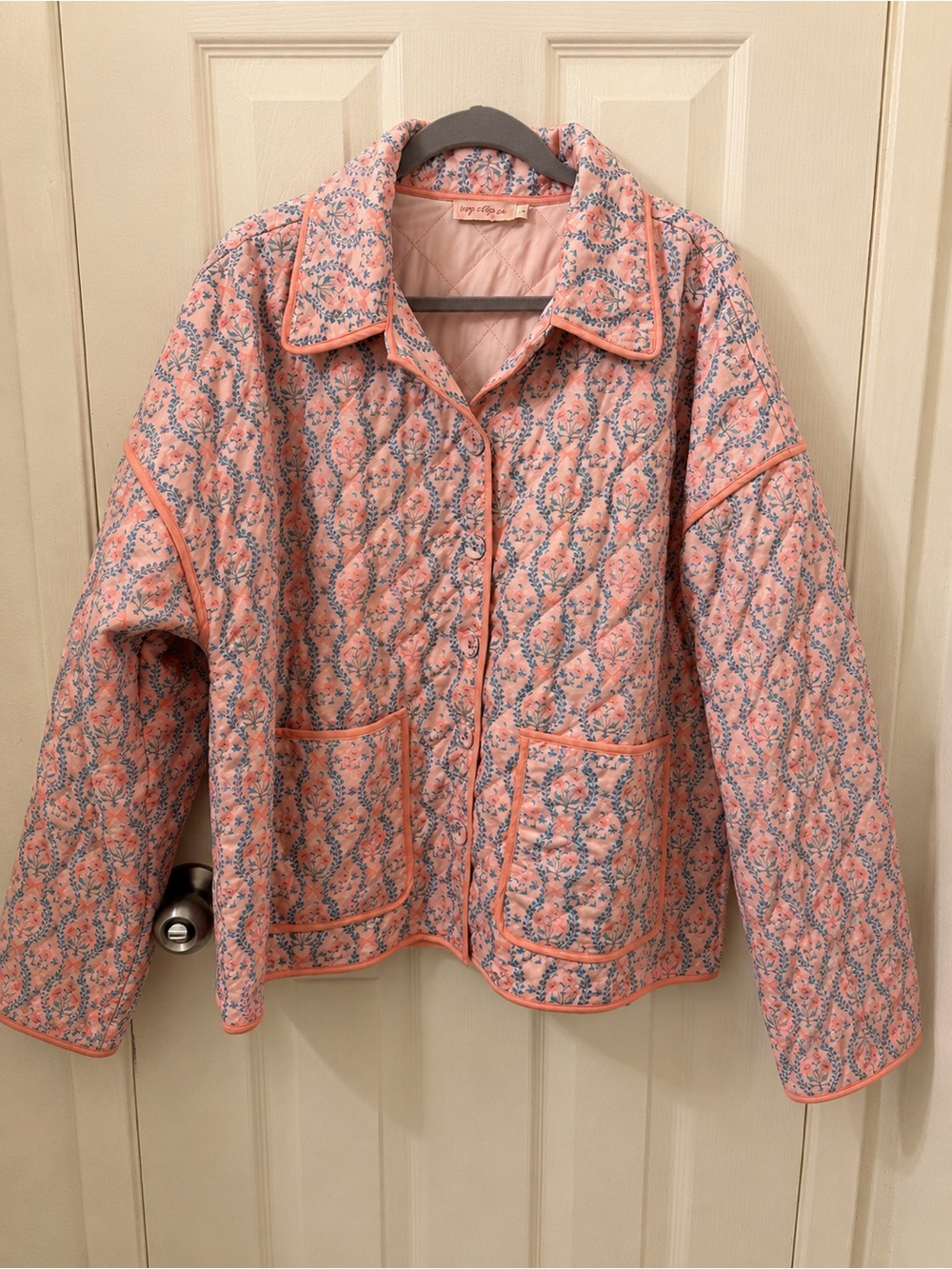 Ivy City Co Pink Quilted Floral Teddy Jacket